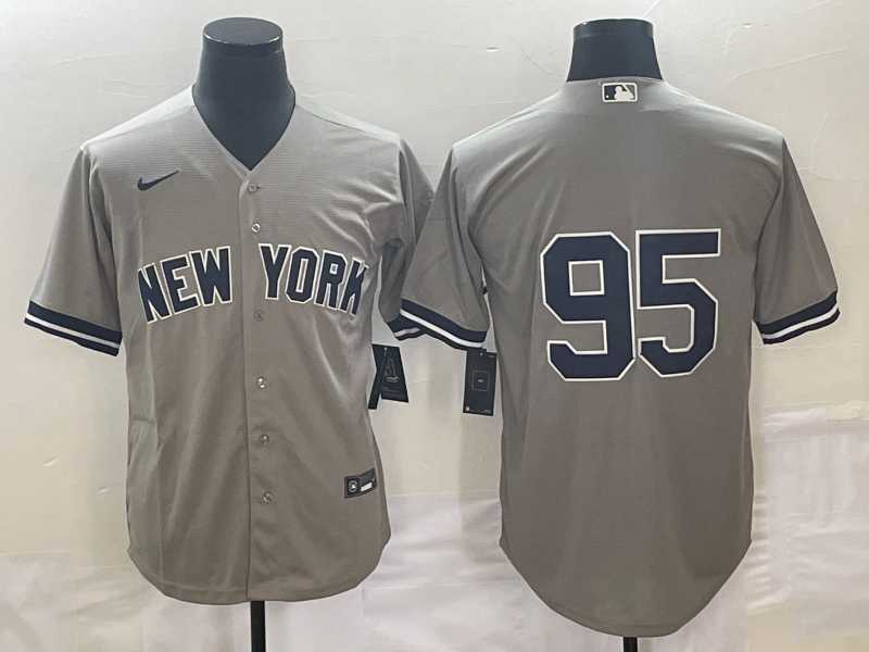 Men%27s New York Yankees #95 Oswaldo Cabrera Grey Cool Base Stitched Jersey->new york yankees->MLB Jersey
